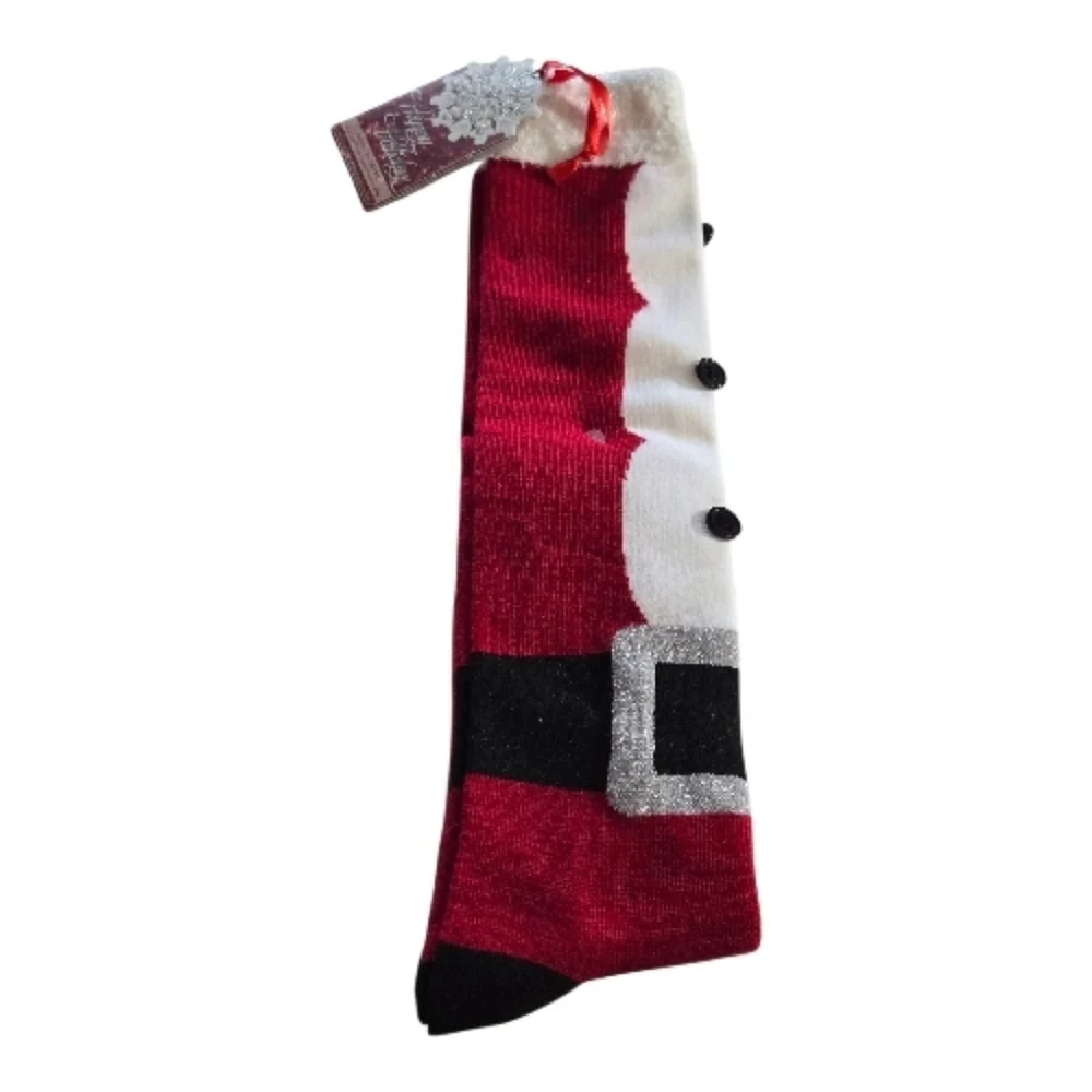Planet Sox Santa clause Novelty New NWT Sock sz 9-11 Shoe Sz 4-10 Red White